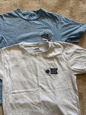 Salty Crew Kids Short Sleeve Tees - Light Blue & White | Size Small